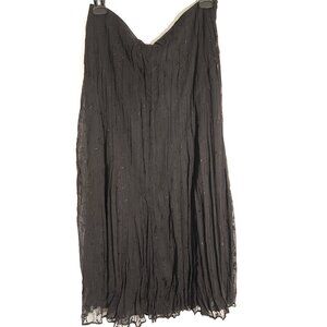 Y2K Vintage Jessica Black Embroidered Crinkle Midi Skirt Whimsigoth Witchy Sz 8